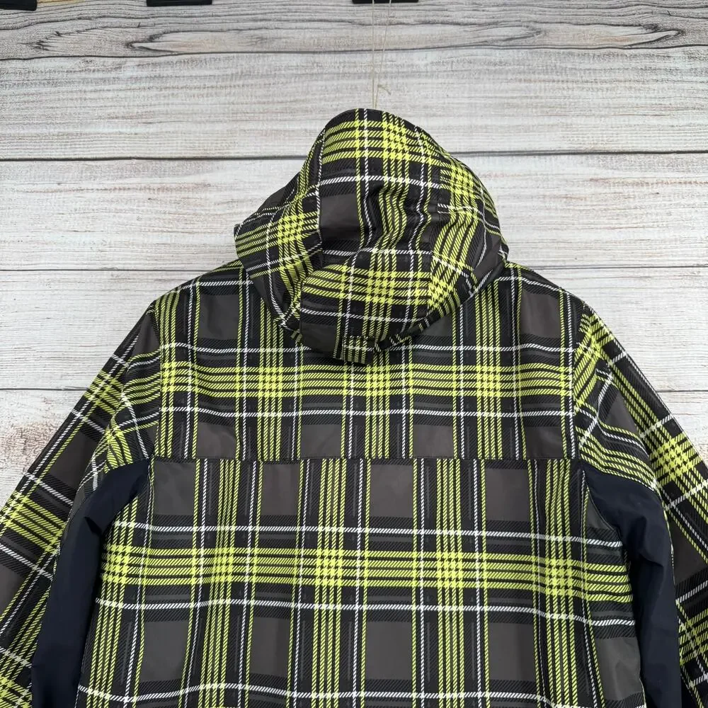 Triple Nickel 555 Plaid Snowboard‎ Jacket Youth Boys 14 Black Yellow White